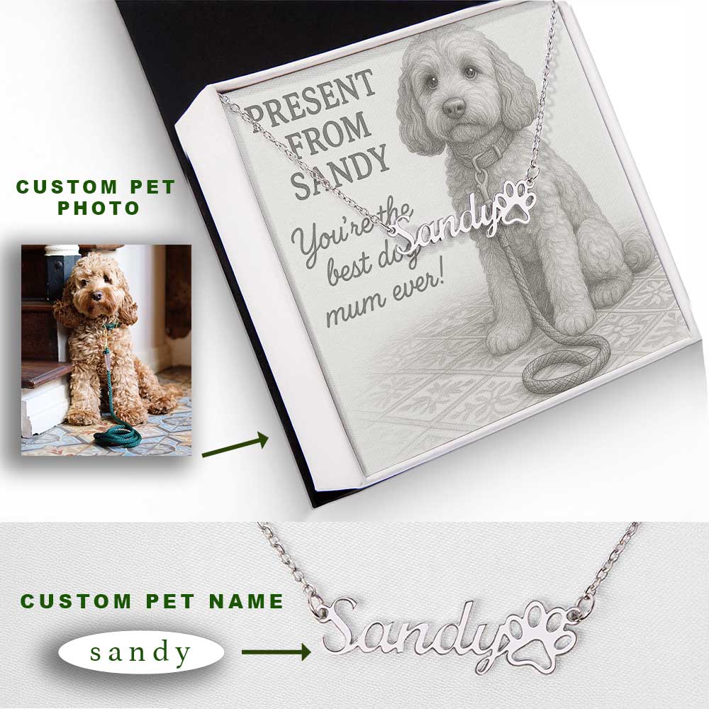 Ashwood Studios - Custom Pet Name Neckless With Personalised Message Card!