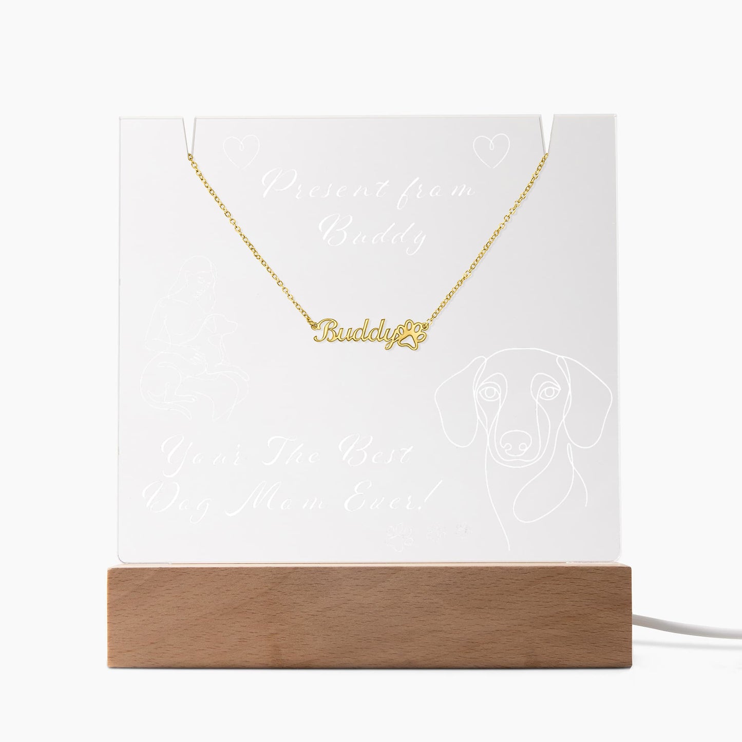 Ashwood Lemi Pet + Custom Pet Name Necklace