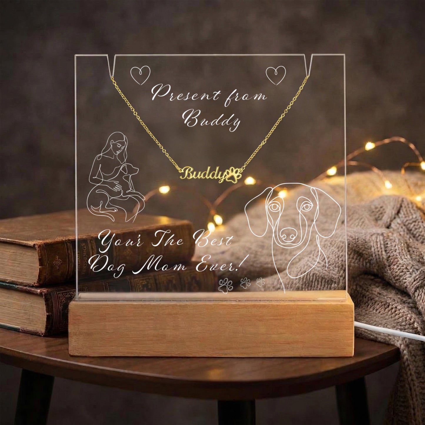 Ashwood Lemi Pet + Custom Pet Name Necklace