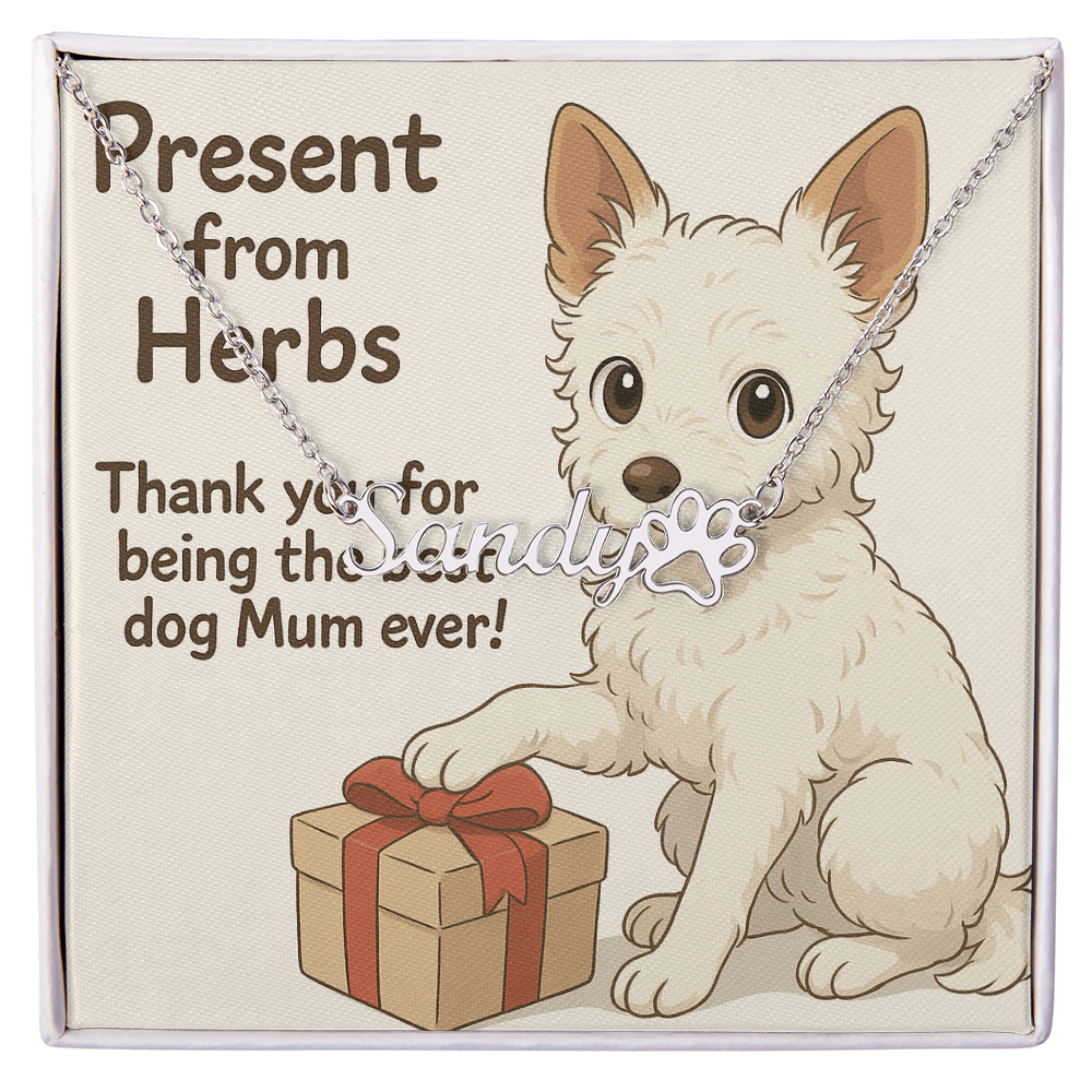 Ashwood Studios - Custom Pet Name Neckless With Personalised Message Card!