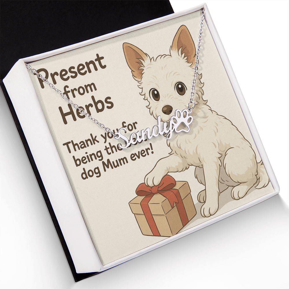Ashwood Studios - Custom Pet Name Neckless With Personalised Message Card!